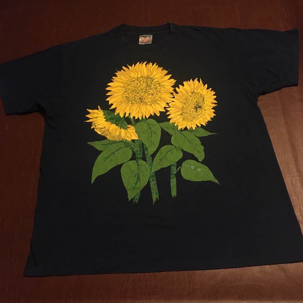 Vtg 90s Sunflower Graphic Tee Oneita Grunge XL